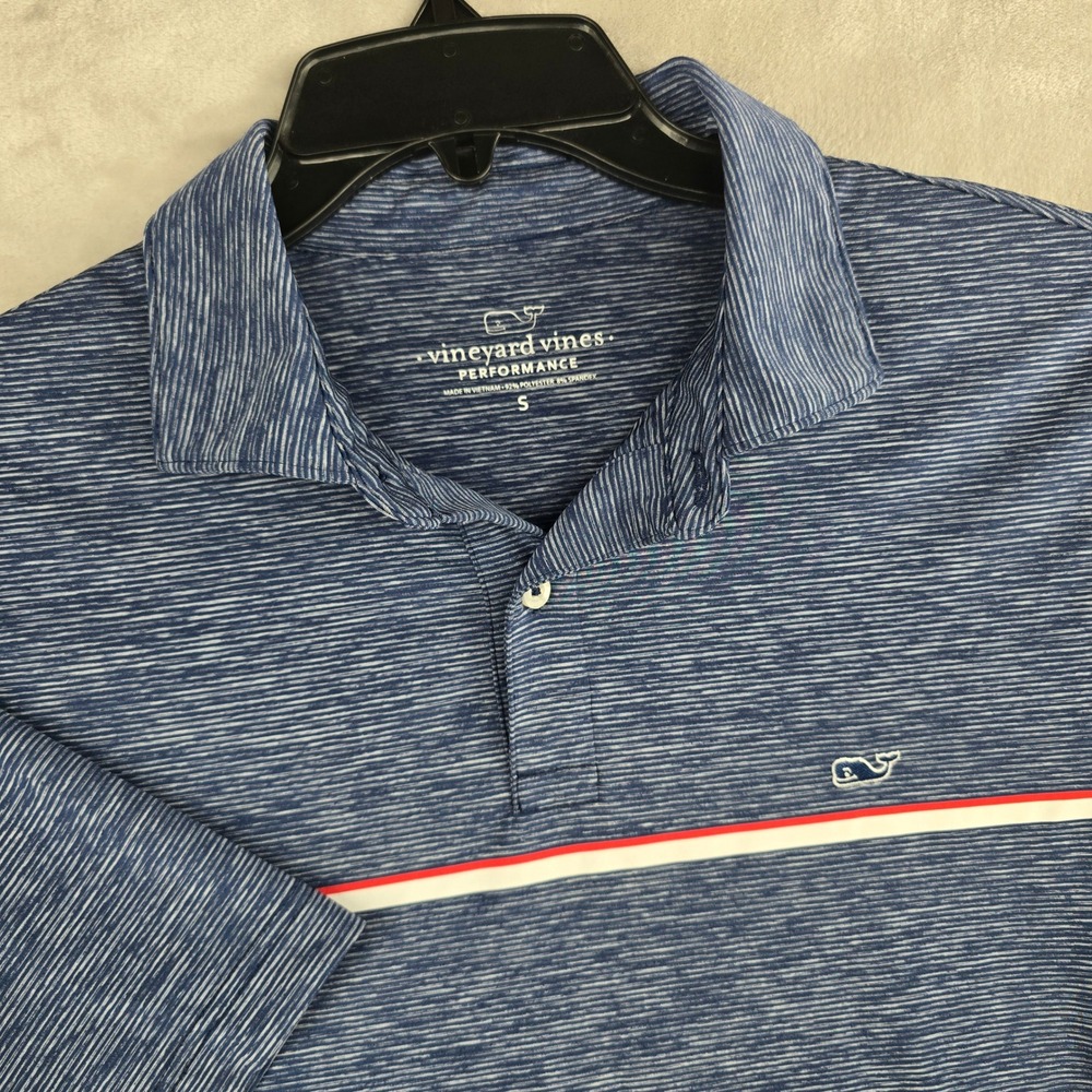 Vineyard Vines Performance Polo Shirt Mens Small Blue Red White Stripe